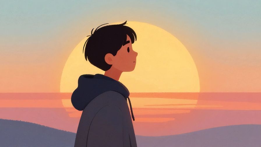 Illustration%20of%20a calm person looking forward with a soft sunrise in the background, symbolizing moving on from the past, vibrant colors, illustrated style