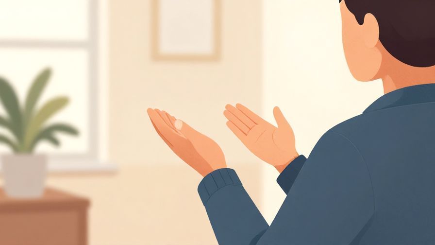Illustration%20of%20a calm, polite person gesturing with a hand as if to start a journey, indoor setting with soft light