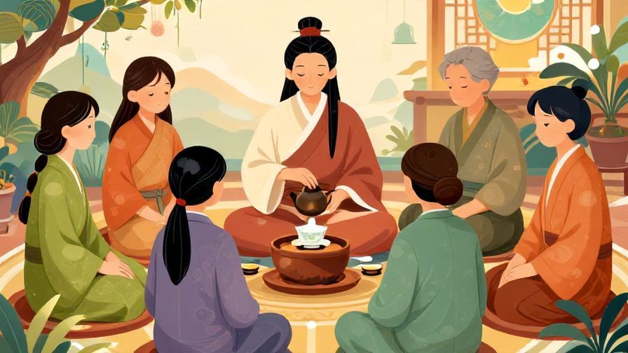 Illustration%20of%20a calm tea ceremony with participants focused and serene, symbolizing valuing the moment, detailed background, vibrant colors, illustrated style