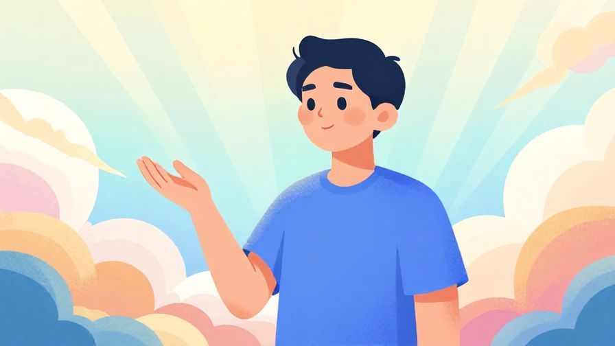 Illustration%20of%20a calm%20person%20gesturing%20peacefully%20with%20a%20soft%20background%20of%20heavenly%20clouds%20and%20light%20rays%2C%20vibrant%20colors%2C%20illustrated%20style