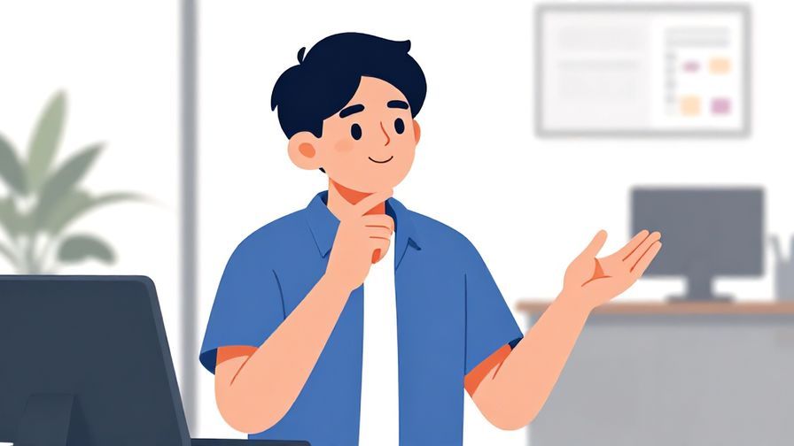 Illustration%20of%20a calm%20person%20smiling%20and%20gesturing%20for%20calm%20conversation%2C%20office%20background