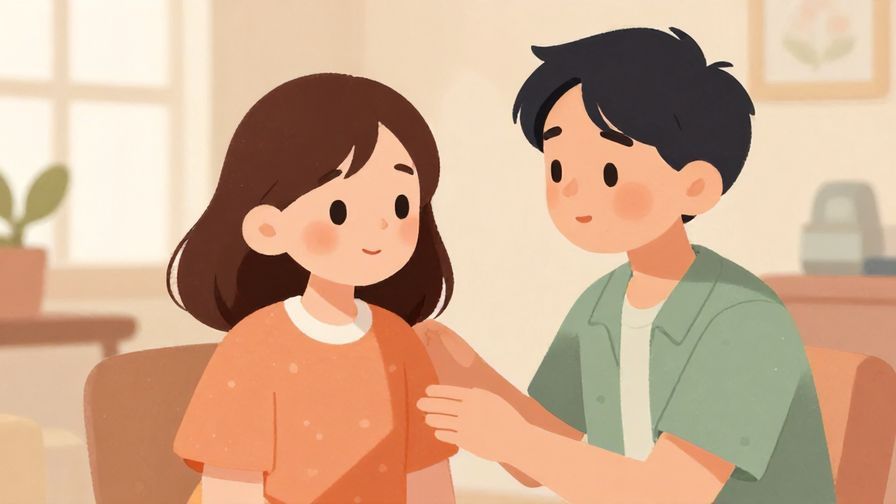 Illustration%20of%20a caring character gently advising another, soft pastel room background%2C%20warm%20and%20comforting%20colors%2C%20illustrated%20style