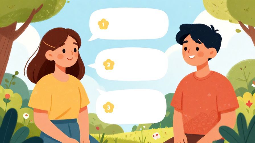 Illustration%20of%20a casual conversation between friends listing things with animated speech bubbles but no text, outdoors setting, vibrant colors, illustrated style
