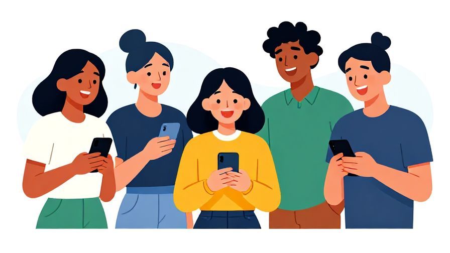 Illustration%20of%20a casual group chat%20scene%2C%20people%20laughing%20and%20checking%20their%20phones%2C%20bright%20colors%2C%20illustrated%20style