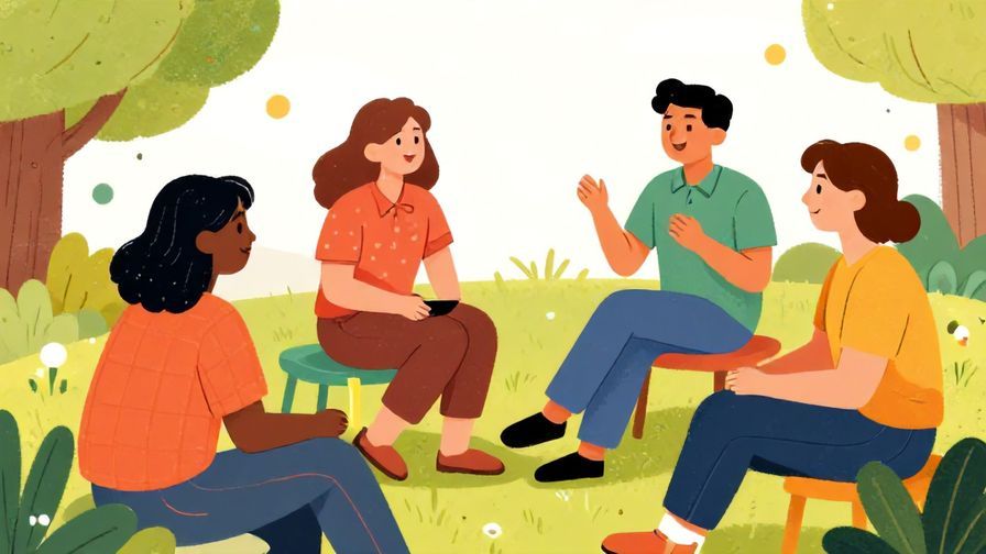 Illustration%20of%20a casual group chatting and laughing together outdoors with bright colors and spontaneous vibe, illustrated style
