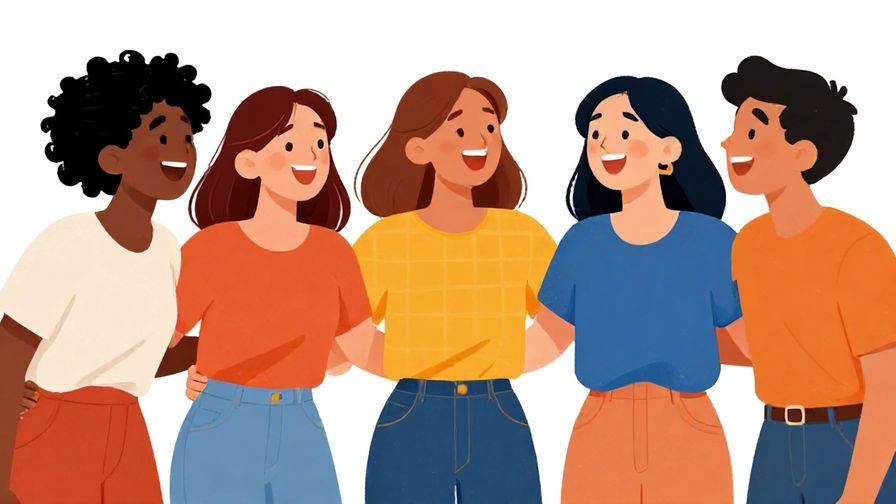 Illustration%20of%20a casual group%20of%20friends%20laughing%20and%20telling%20each%20other%20to%20go%20right%2C%20bright%20colors%2C%20illustrated%20style