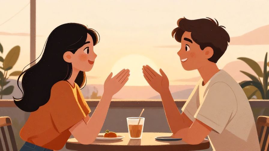 Illustration%20of%20a casual meeting spot%20with two friends saying goodbye, gentle sunset light, warm expressions, illustrated style