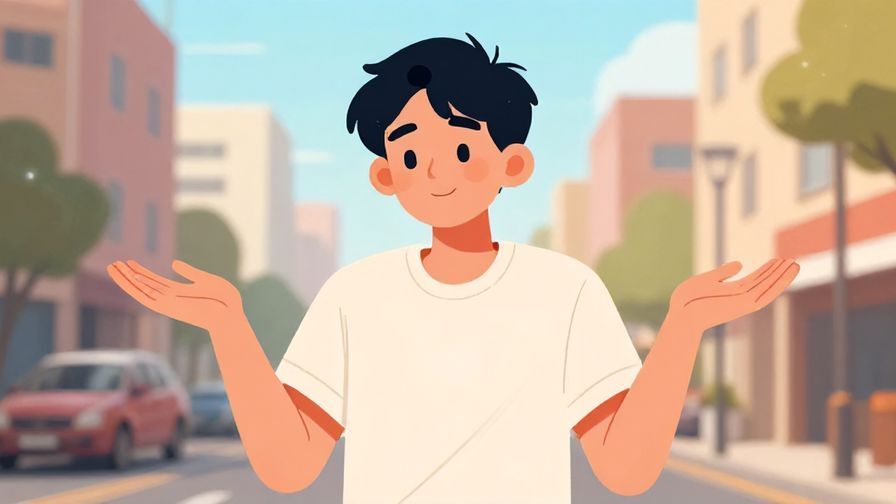 Illustration%20of%20a casual young person shrugging with a smile%2C%20informal%20urban%20background%2C%20bright%20colors%2C%20illustrated%20style