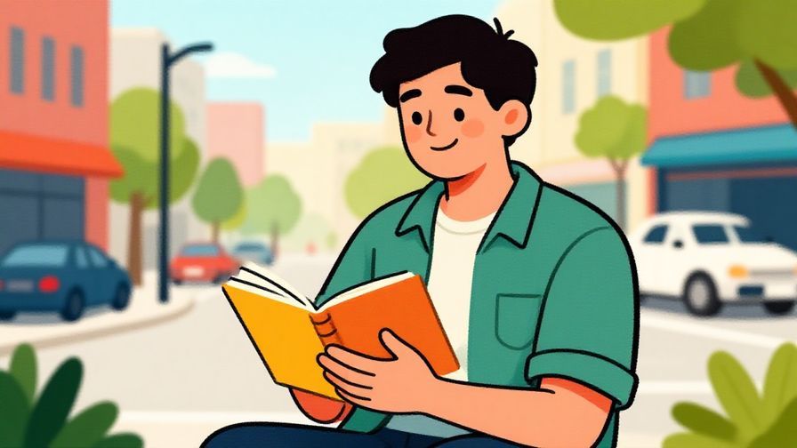 Illustration%20of%20a casual young person smiling with a fresh notebook, relaxed urban morning background. Vibrant, informal colors, illustrated style