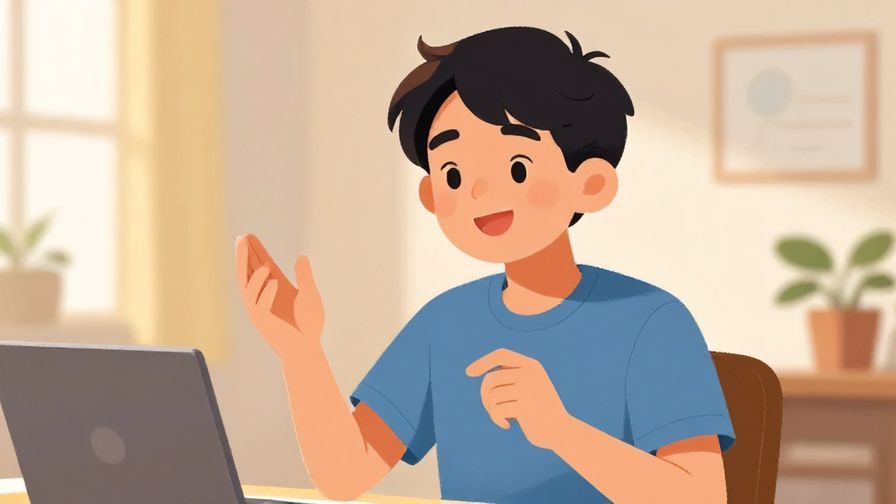 Illustration%20of%20a casual young person speaking animatedly with a slight grin, informal room setting, bright and warm colors, illustrated style