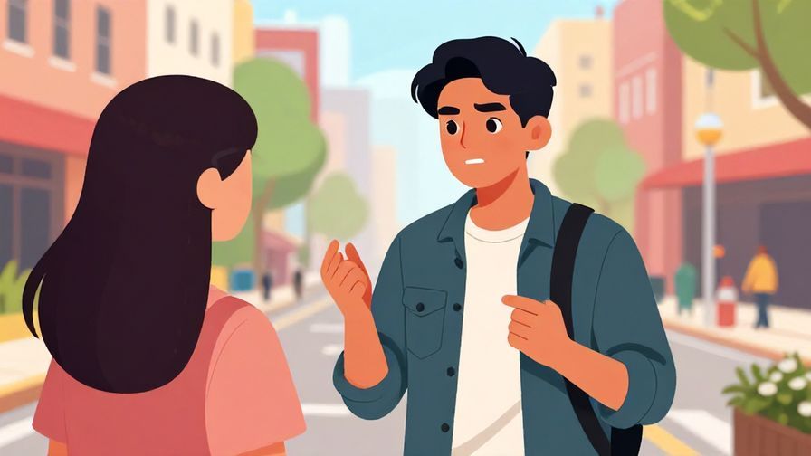 Illustration%20of%20a casual young person talking firmly but playfully to a friend, urban street background, vibrant colors, illustrated style