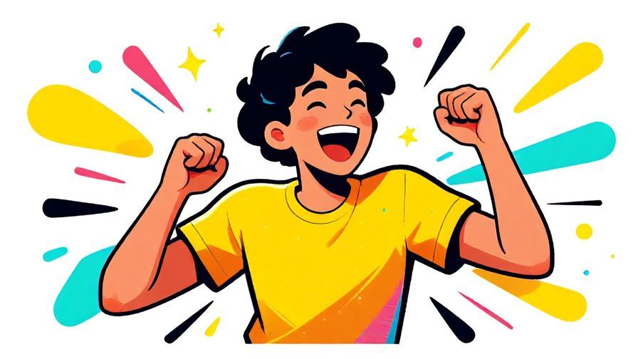 Illustration%20of%20a chaotic but fun scene with a person laughing gleefully, bright colors and dynamic motion lines