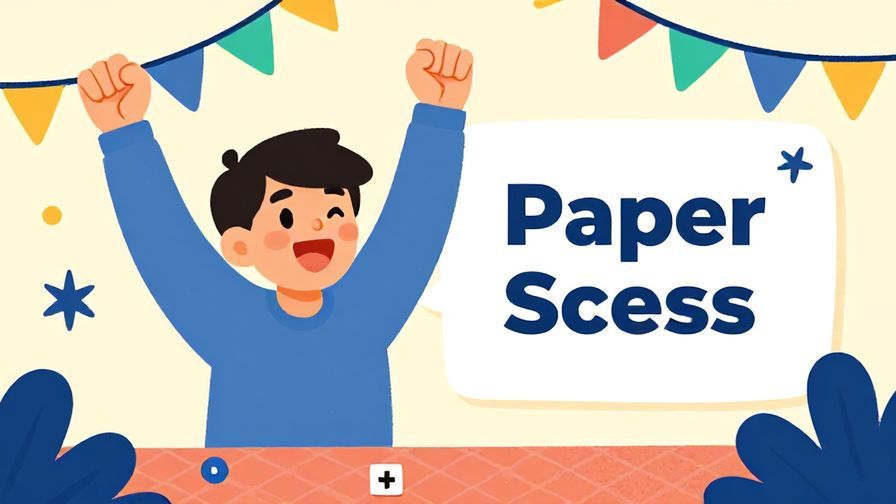 Illustration%20of%20a character cheering happily with a fist pump after winning rock paper scissors, colorful festive background, illustrated style
