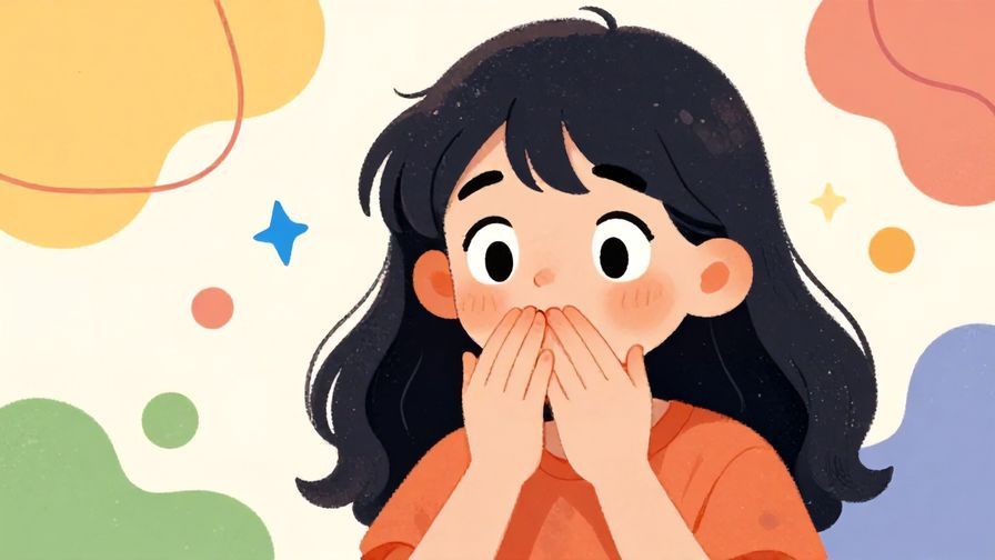 Illustration%20of%20a character covering their mouth with wide eyes, showing disbelief and shock, with playful background colors, vibrant colors, illustrated style