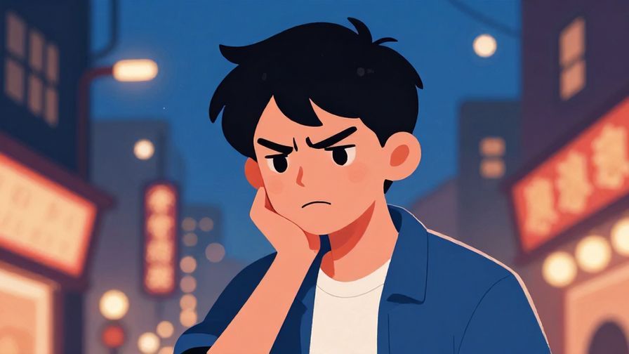 Illustration%20of%20a character grimacing in regret%2C%20urban%20night%20background%2C%20vibrant%20colors%2C%20illustrated%20style