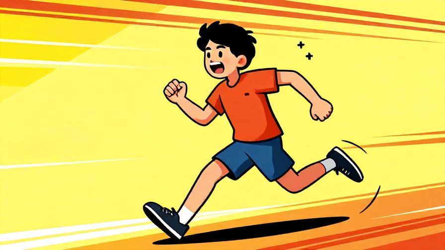 Illustration%20of%20a character running mentally with speed lines, bright colors, dynamic background, illustrated style