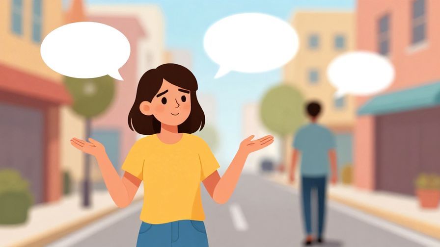 Illustration%20of%20a character shrugging with a smirk, walking away from a fading argument represented by blurred speech bubbles, city street background, vibrant colors, illustrated style