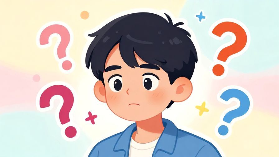 Illustration%20of%20a character tilting their head slightly with a curious expression, surrounded by question marks and soft pastel background, vibrant colors