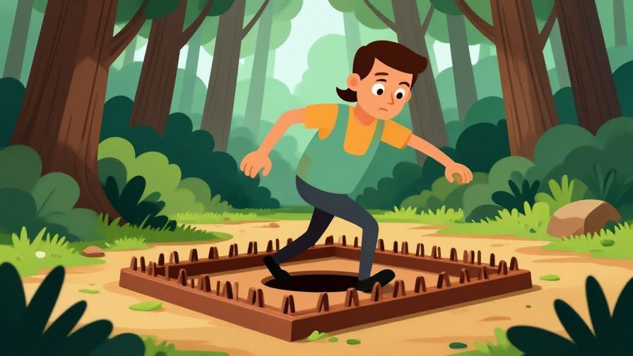 Illustration%20of%20a character%20carefully%20stepping%20around%20a%20trap%20with%20caution%2C%20bright%20forest%20background%2C%20illustrated%20style