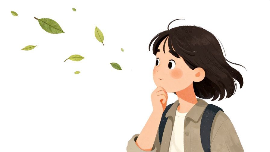 Illustration%20of%20a character%20with%20a%20thoughtful%20expression%20watching%20leaves%20falling%20and%20disappearing%20into%20the%20wind%2C%20casual%20and%20reflective%20tone%2C%20illustrated%20style