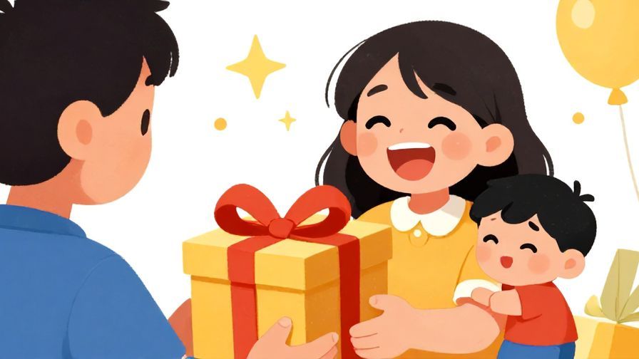 Illustration%20of%20a cheerful character laughing with a little embarrassment as another person offers an extravagant gift, bright colors, playful atmosphere