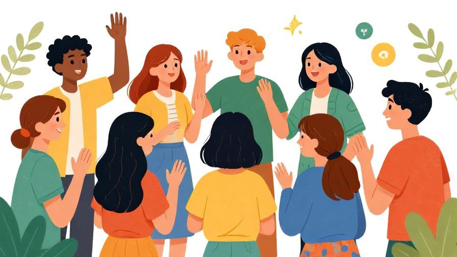 Illustration%20of%20a cheerful group of young people playfully deciding to take a break together, bright colors, fun atmosphere, illustrated style