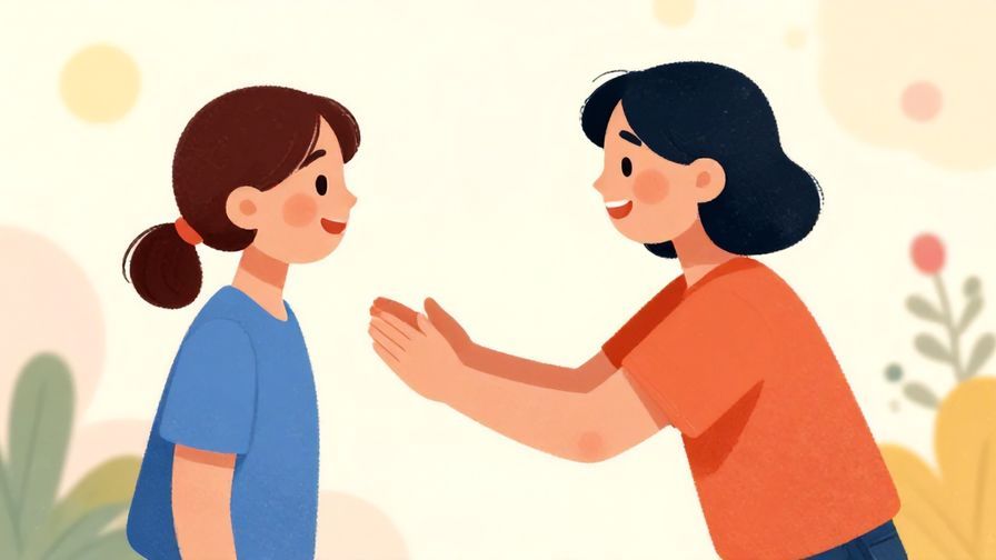 Illustration%20of%20a cheerful person gently nudging another to take their turn, soft glowing background, colorful and inviting style