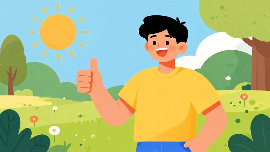 Illustration%20of%20a cheerful person giving a confident thumbs-up with a sunny park background, vibrant colors, illustrated style
