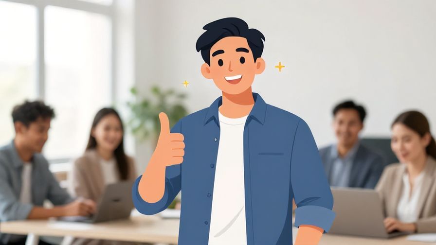 Illustration%20of%20a cheerful person giving a thumbs-up%2C%20in%20a%20bright%20office%20setting%20with%20colleagues%20smiling%20in%20the%20background.