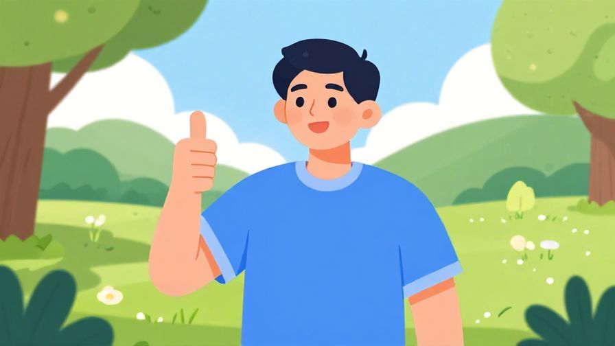 Illustration%20of%20a cheerful person giving a thumbs up, bright sunny park background, illustrated style