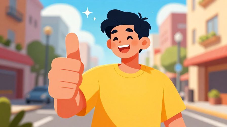 Illustration%20of%20a cheerful person giving a thumbs-up with a bright smile and a sunny city street background%2C%20vibrant%20colors%2C%20illustrated%20style