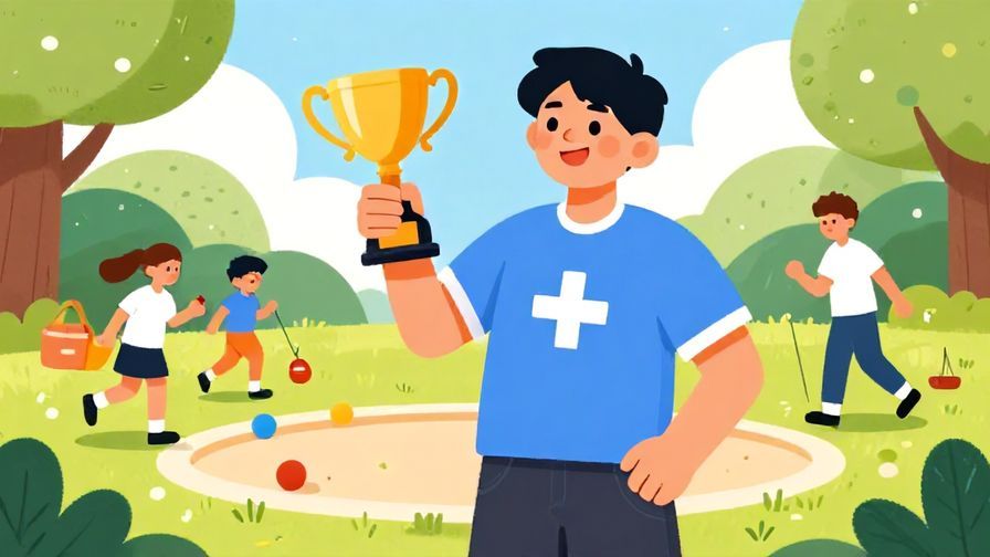 Illustration%20of%20a cheerful person holding a prize with a playful smirk, casual outdoor game setting, vibrant colors, illustrated style