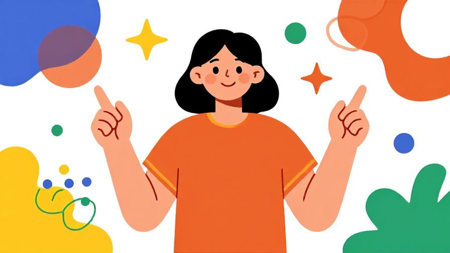 Illustration%20of%20a cheerful person pointing to themselves with a smile%2C surrounded%20by%20abstract%20colorful%20shapes%20symbolizing%20individuality%2C%20illustrated%20style