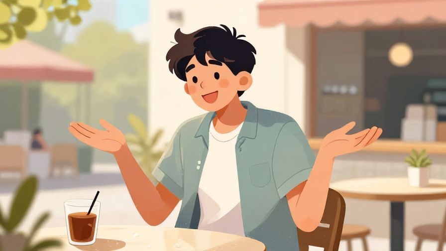 Illustration%20of%20a cheerful person shrugging with open palms%2C relaxed and casual vibe%2C sunny outdoor cafe scene%2C bright%20colors%2C illustrated%20style