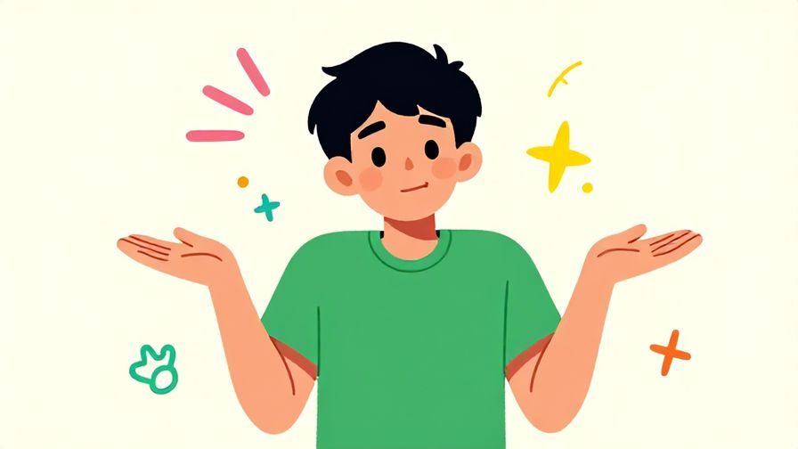 Illustration%20of%20a cheerful person shrugging with a relaxed smile, surrounded by playful doodles and bright colors