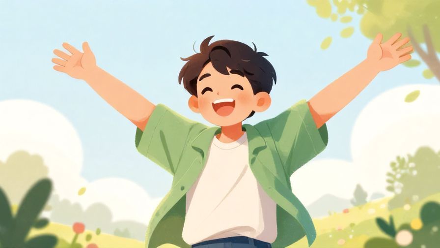 Illustration%20of%20a cheerful person stretching their arms with a big smile, bright morning scene, casual clothes, illustrated style