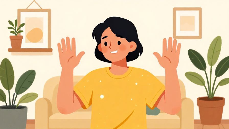 Illustration%20of%20a cheerful person waving their hands dismissively, with a soft smile, in a bright living room filled with plants