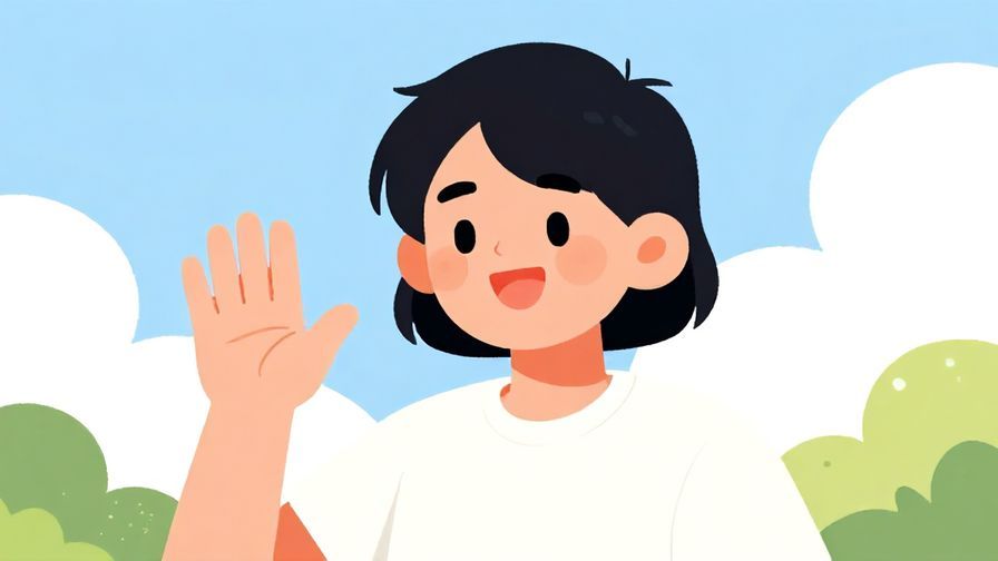 Illustration%20of%20a cheerful person waving their hand dismissively with a smile, bright sunny background, illustrated style