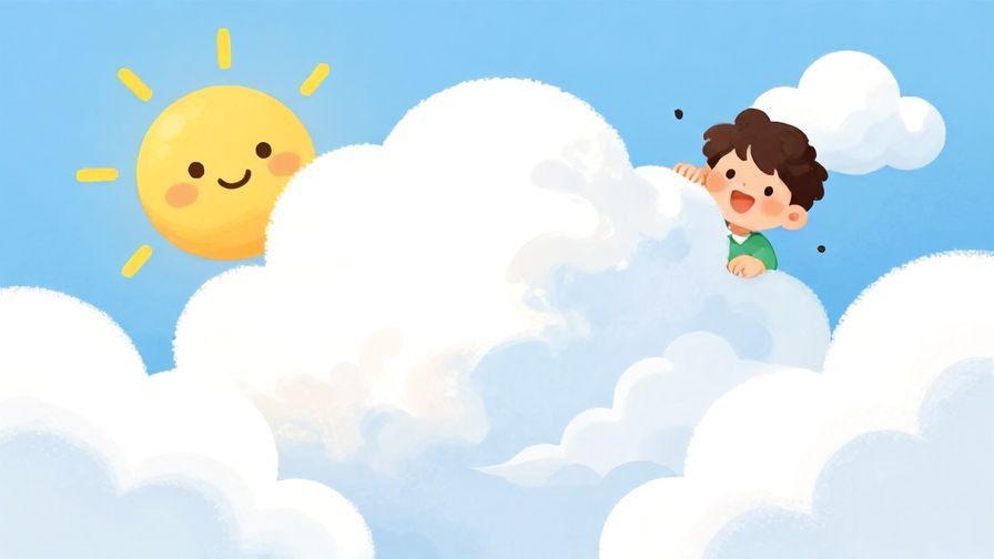 Illustration%20of%20a cheerful sun peeking out from behind fluffy clouds as a person speaks happily%2C%20bright%20colors%20and%20soft%20textures%20in%20an%20illustrated%20style