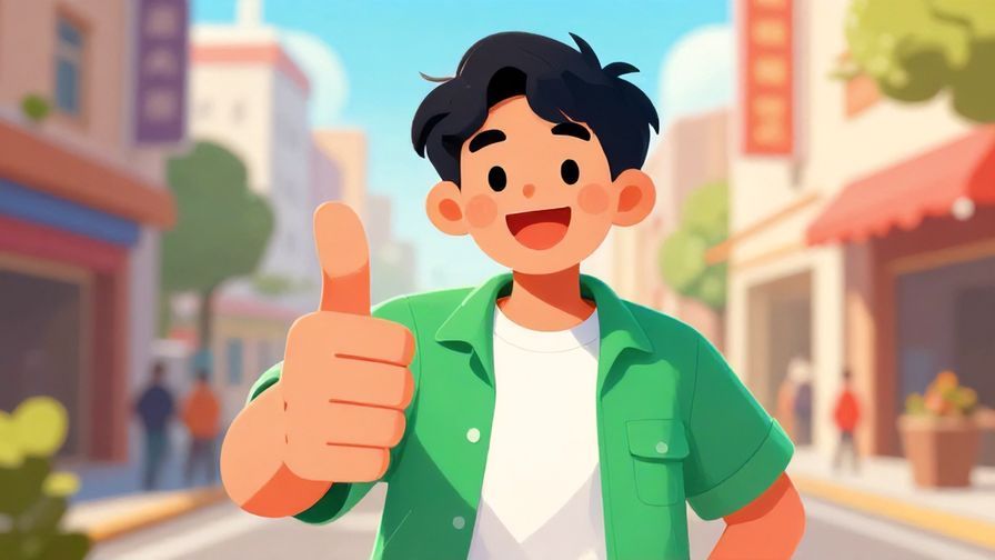 Illustration%20of%20a cheerful%20person%20giving%20a%20thumbs-up%20with%20a%20big%20smile%20in%20a%20bright%20street%20scene%2C%20vibrant%20colors%2C%20illustrated%20style