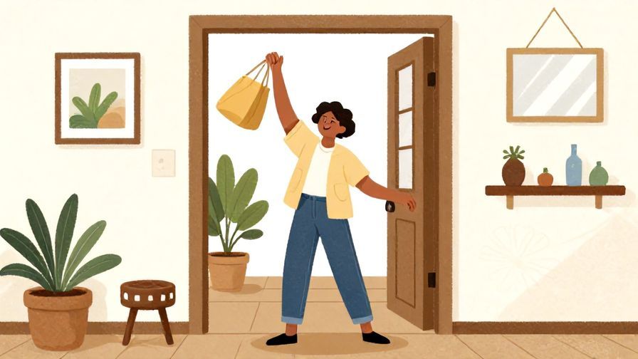 Illustration%20of%20a cheerful%20person%20throwing%20down%20a%20bag%20at%20home%20entrance%2C%20relaxed%20and%20casual%20vibe%2C%20illustrated%20style