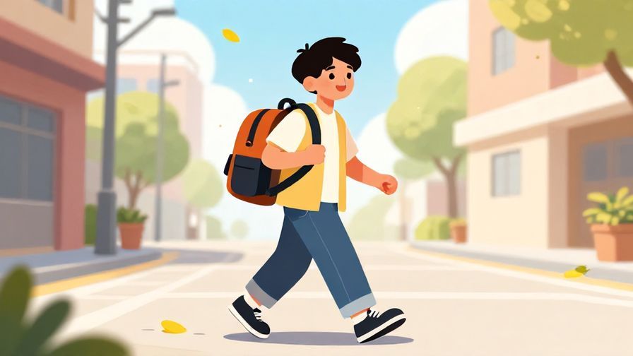 Illustration%20of%20a cheerful%20person%20walking%20with%20a%20backpack%20on%20a%20sunny%20street%2C%20bright%20colors%2C%20illustrated%20style