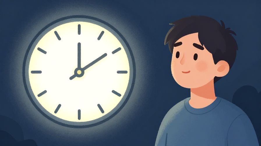 Illustration%20of%20a clock with soft glowing light and a person looking hopeful in the background, calming colors, illustrated style