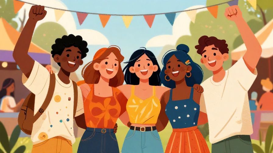Illustration%20of%20a close-knit group%20of%20friends%20cheering%20together%20at%20an%20outdoor%20festival%2C%20joyful%20expressions%2C%20vivid%20colors%2C%20illustrated%20style