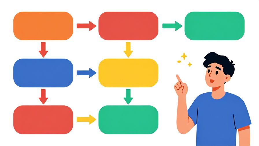 Illustration%20of%20a colorful flowchart%20showing%20arrows%20switching%20directions%20and%20a%20casual%20person%20looking%20curious%2C%20vibrant%20colors%2C%20illustrated%20style