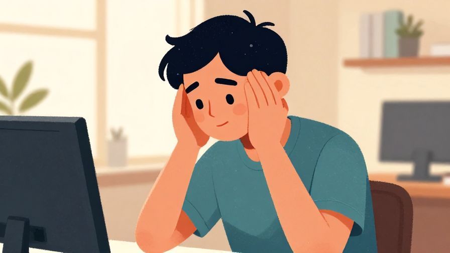 Illustration%20of%20a composed person gently shaking their head with a warm office background, soft lighting, vibrant colors, illustrated style