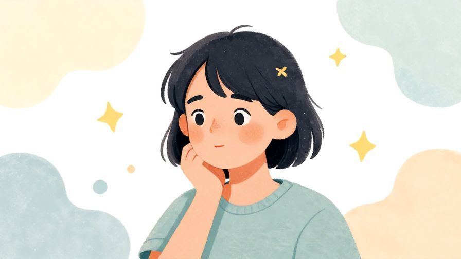 Illustration%20of%20a composed person looking away thoughtfully, surrounded by abstract shapes and stars, soft pastel colors, illustrated style