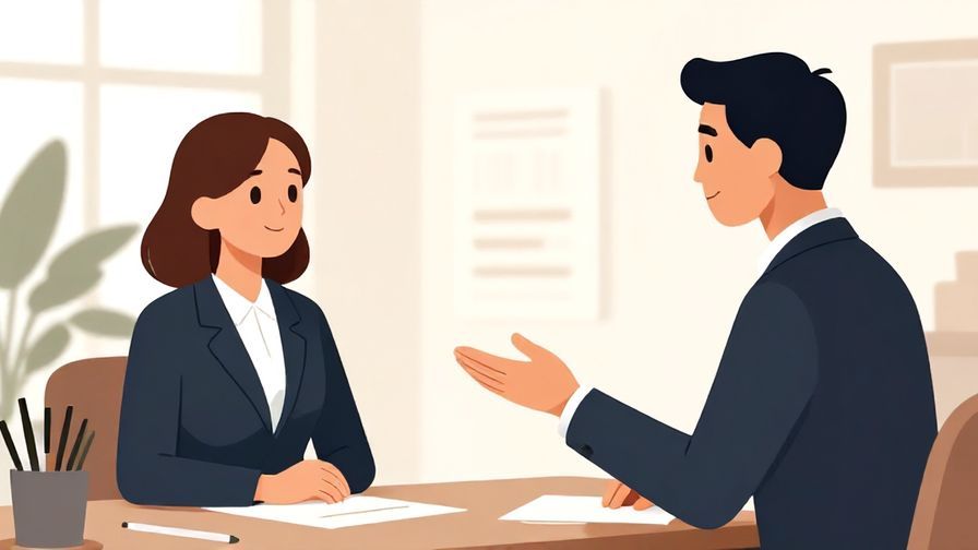 Illustration%20of%20a composed person politely gesturing to two options, elegant office setting