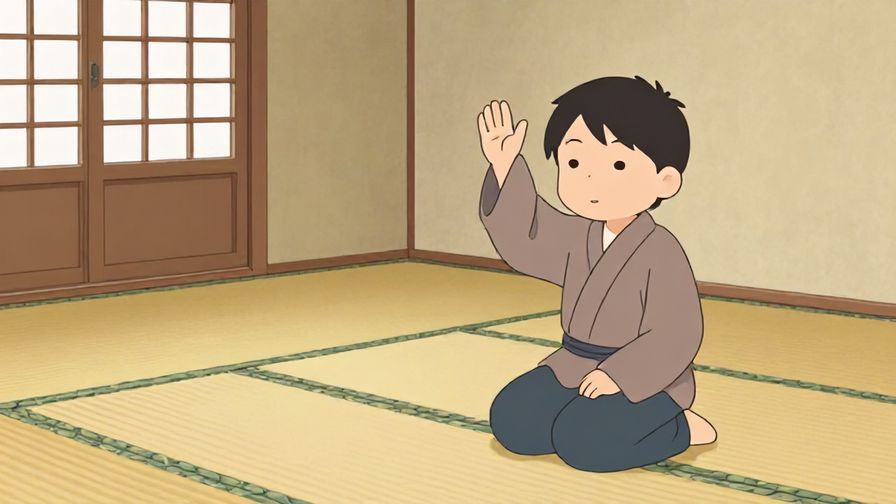 Illustration%20of%20a composed person politely waving a hand to signal “no need,” in a traditional tatami room, soft warm tones, illustrated style