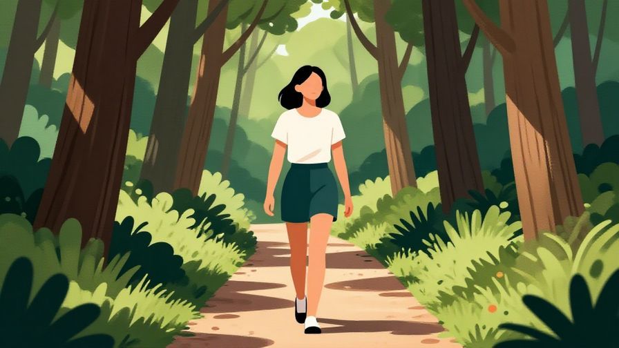Illustration%20of%20a composed%20woman%20walking%20through%20a%20forest%20path%20with%20steady%20step%2C%20soft%20natural%20lighting%2C%20illustrated%20style